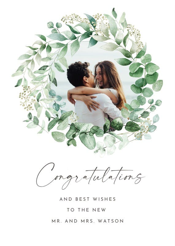 Greenery -  free wedding congratulations card