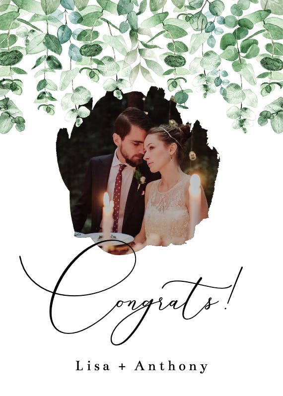 Greenery eucalyptus rustic frame -  free wedding congratulations card