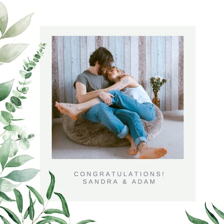 Greenery Polaroid Frame - Wedding Congratulations Card