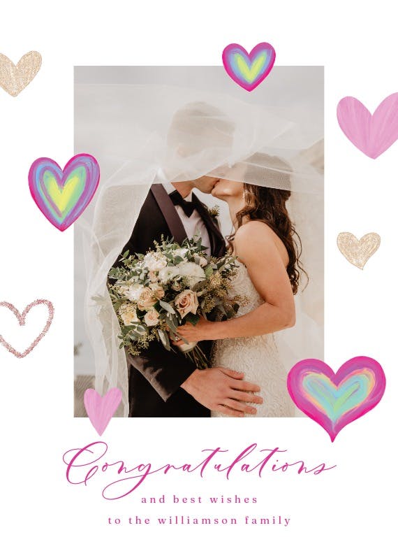 Hearty vibes - wedding congratulations card