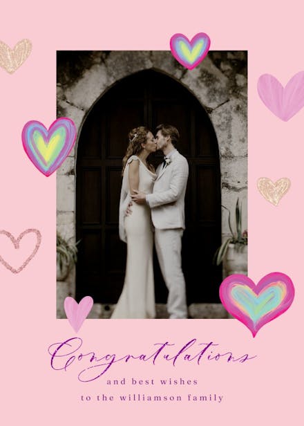 Hearty vibes - wedding congratulations card