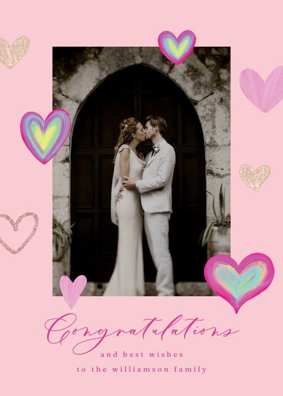 Hearty vibes -  free wedding congratulations card