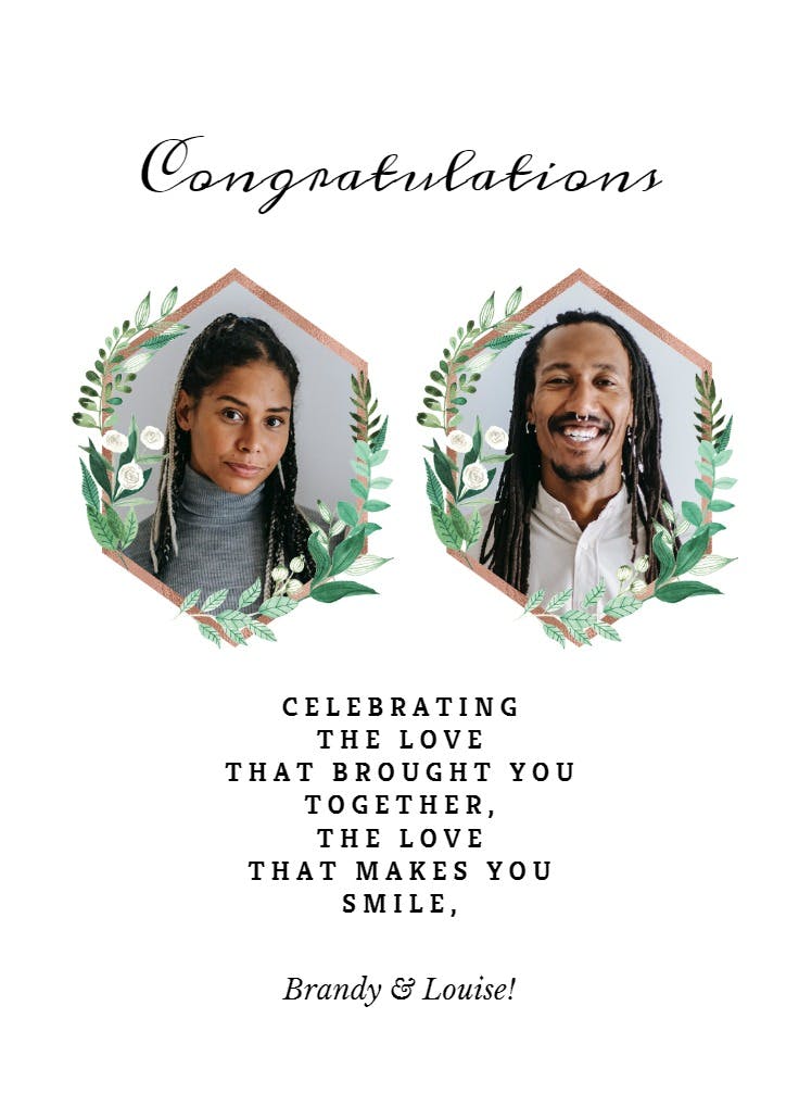 His and hers - wedding congratulations card