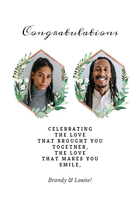 His and hers - wedding congratulations card