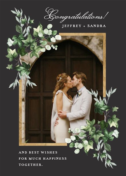 Ivy gold frame - wedding congratulations card