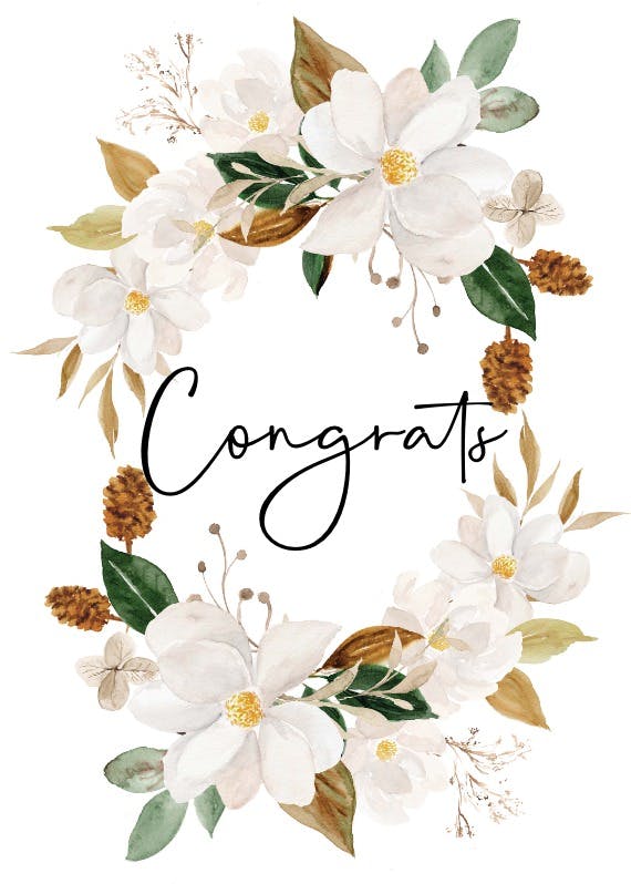 Magnolia blooms -  free wedding congratulations card