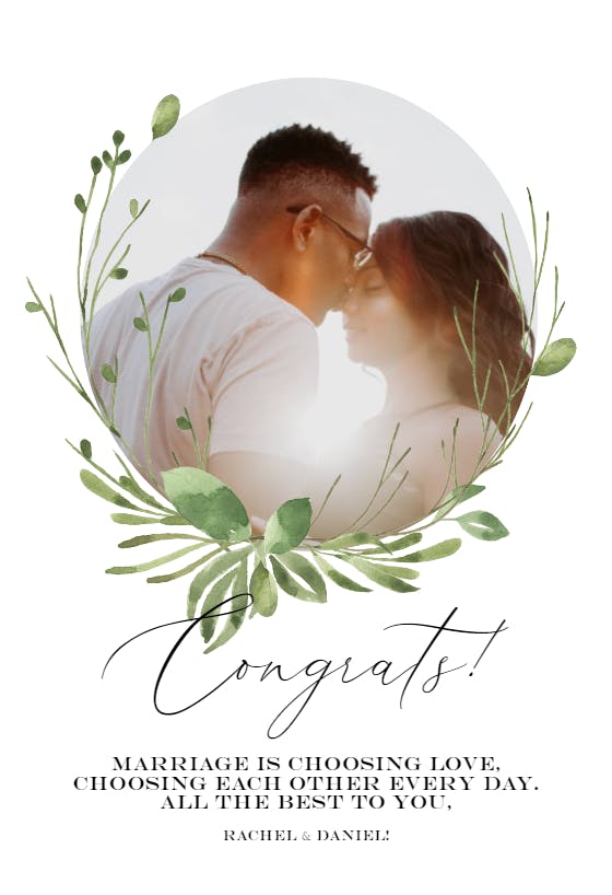 Natural embellishment - wedding congratulations card