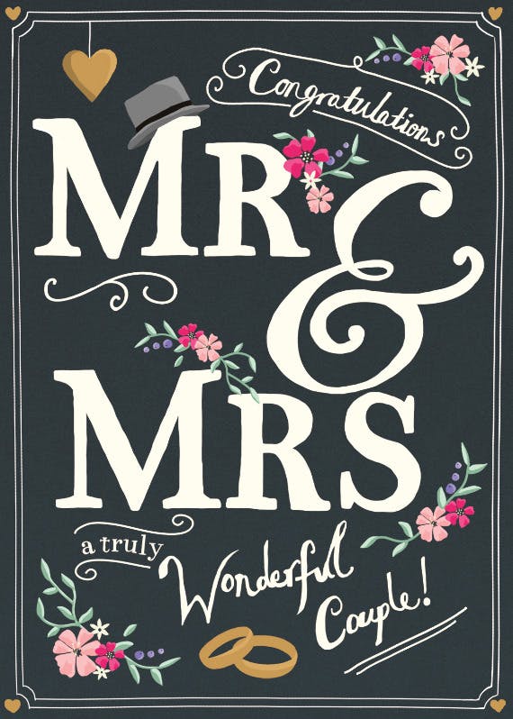 New titles -  free wedding congratulations card