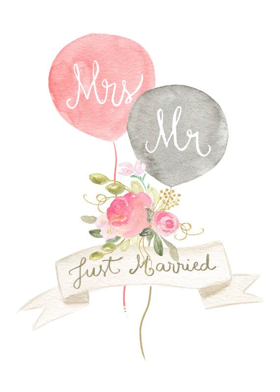 Newlywed balloons -  free wedding congratulations card