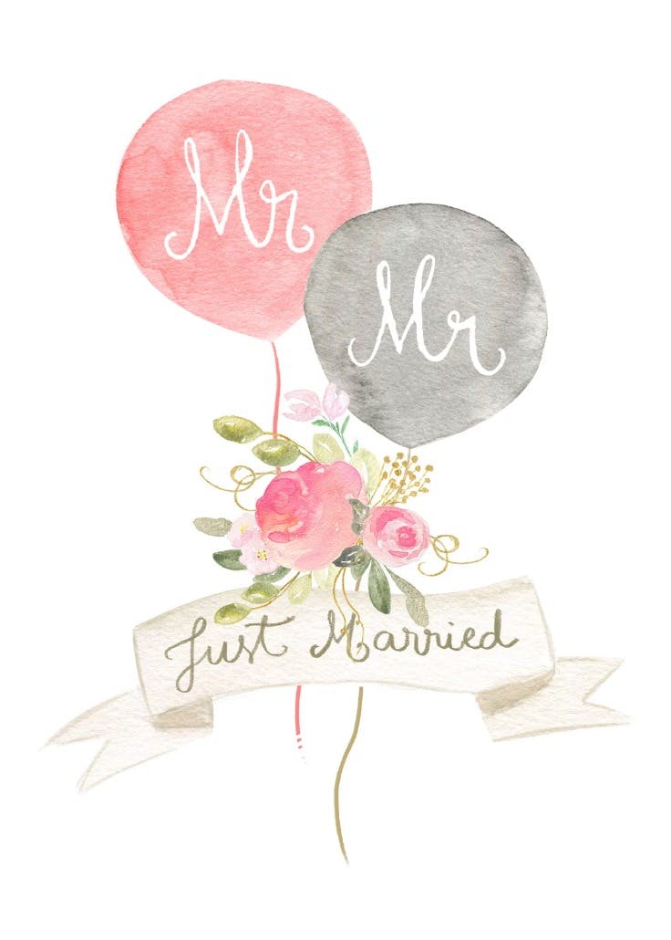 Newlywed balloons - wedding congratulations card