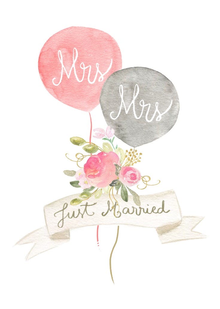Newlywed balloons - wedding congratulations card