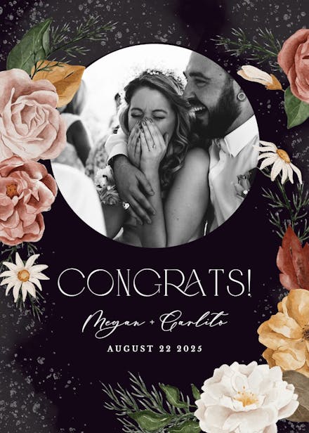 Nocturnal flowers - wedding congratulations card