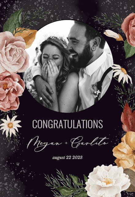 Nocturnal Flowers - Wedding Congratulations Card