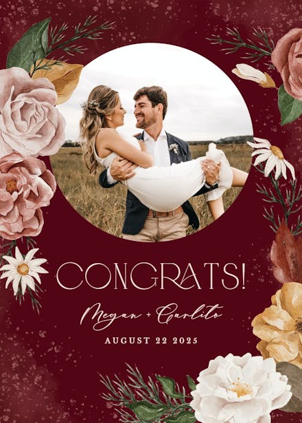 Nocturnal flowers - wedding congratulations card