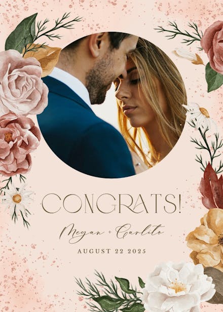 Nocturnal flowers - wedding congratulations card