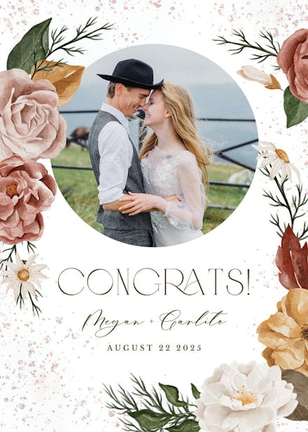 Nocturnal flowers - wedding congratulations card