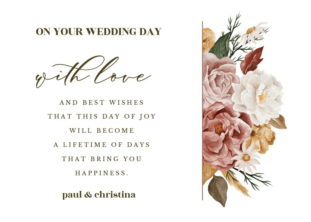 Nocturnal flowers - wedding congratulations card