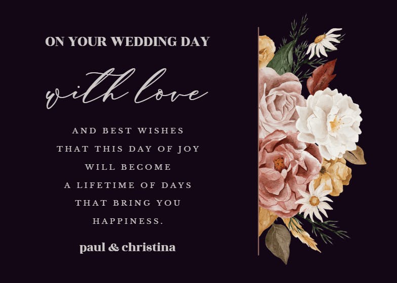 Nocturnal flowers -  free wedding congratulations card