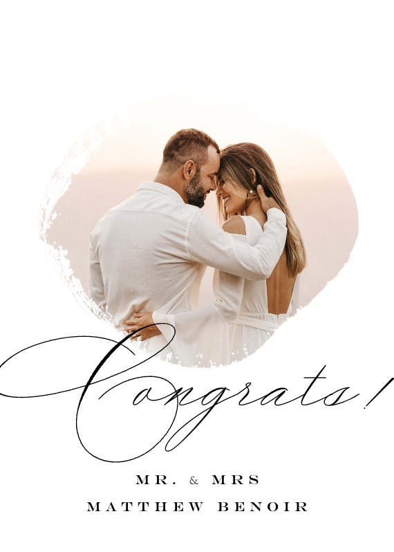 Photo brush stroke -  free wedding congratulations card