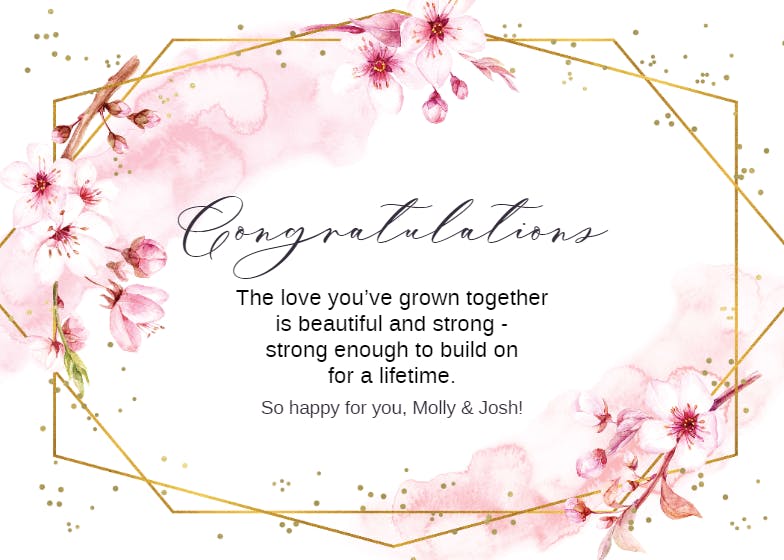 Pink sakura - wedding congratulations card