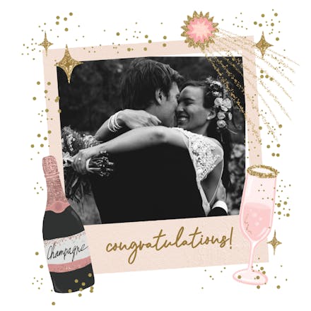Polaroid Champagne - Wedding Congratulations Card