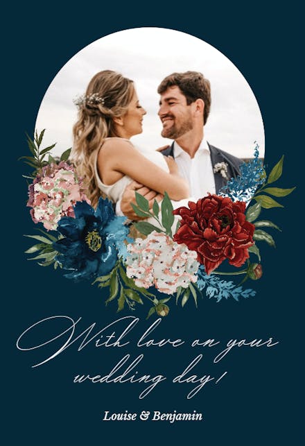 Purple Flowers - Wedding Congratulations Card