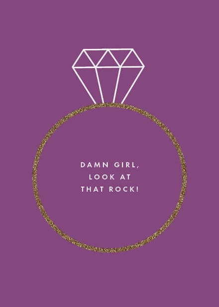 Ring bling - wedding congratulations card