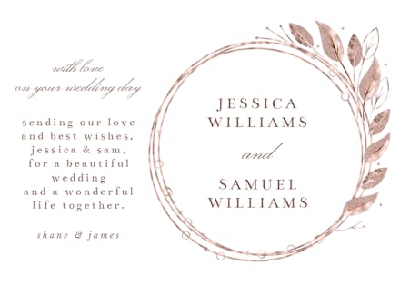 Rose gold geometric floral frames - wedding congratulations card
