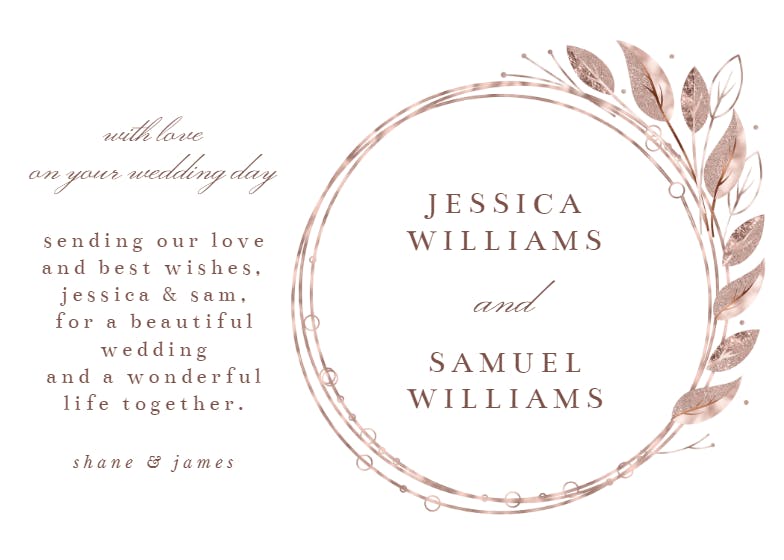 Rose gold geometric floral frames -  free wedding congratulations card