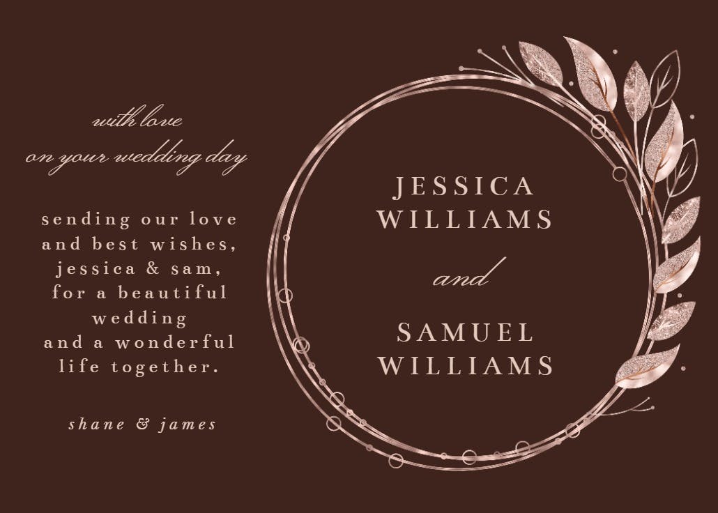 Rose gold geometric floral frames - wedding congratulations card