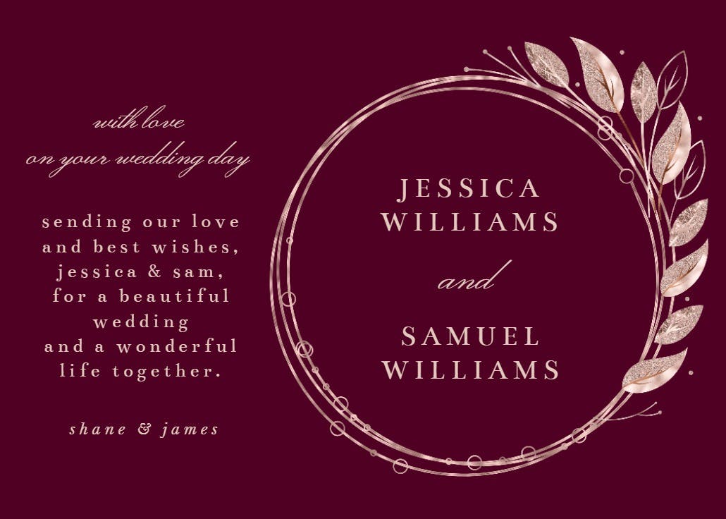 Rose gold geometric floral frames - wedding congratulations card