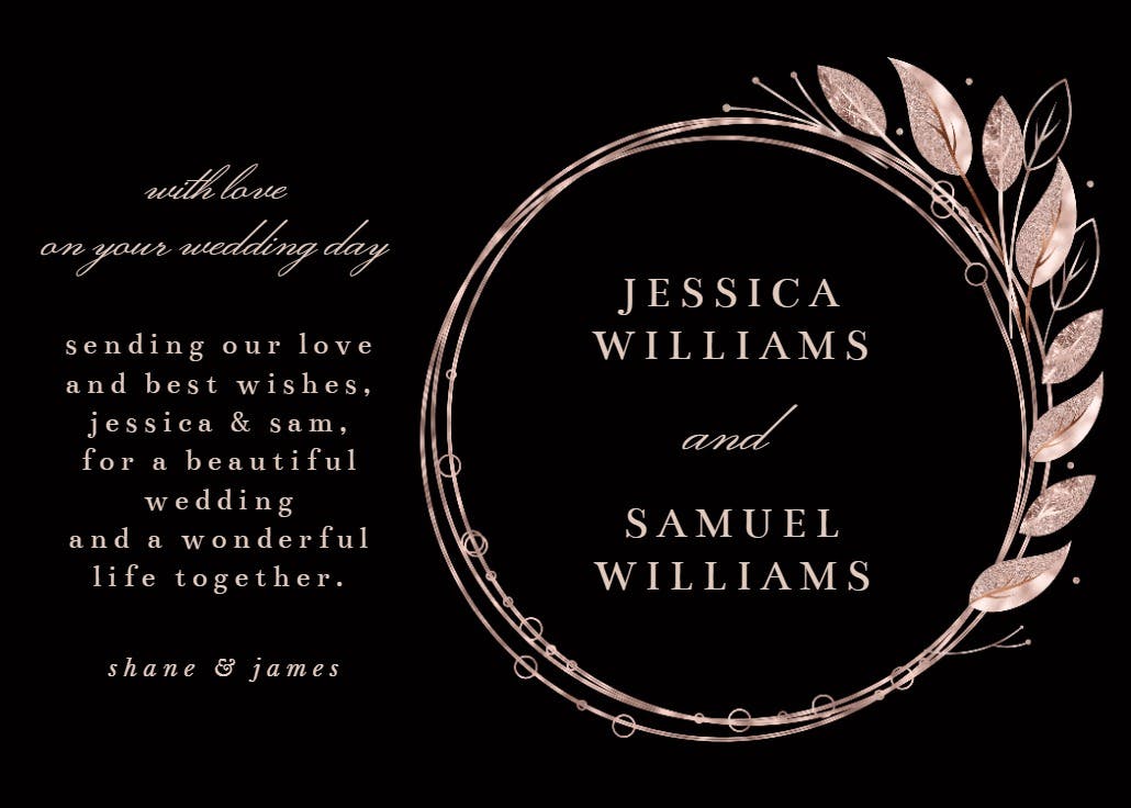 Rose gold geometric floral frames - wedding congratulations card