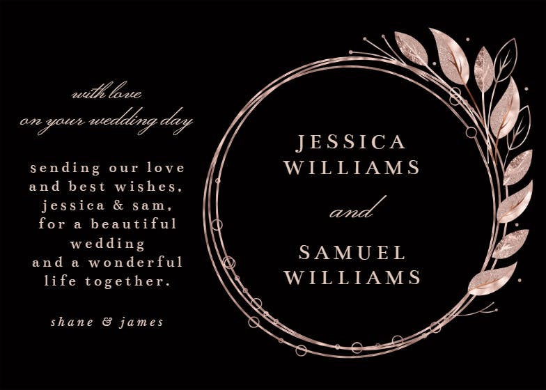 Rose gold geometric floral frames - wedding congratulations card