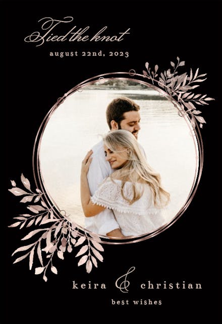 Rose Gold Geometric Floral Frames - Wedding Congratulations Card