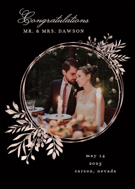 Rose gold geometric floral frames - tarjeta de boda