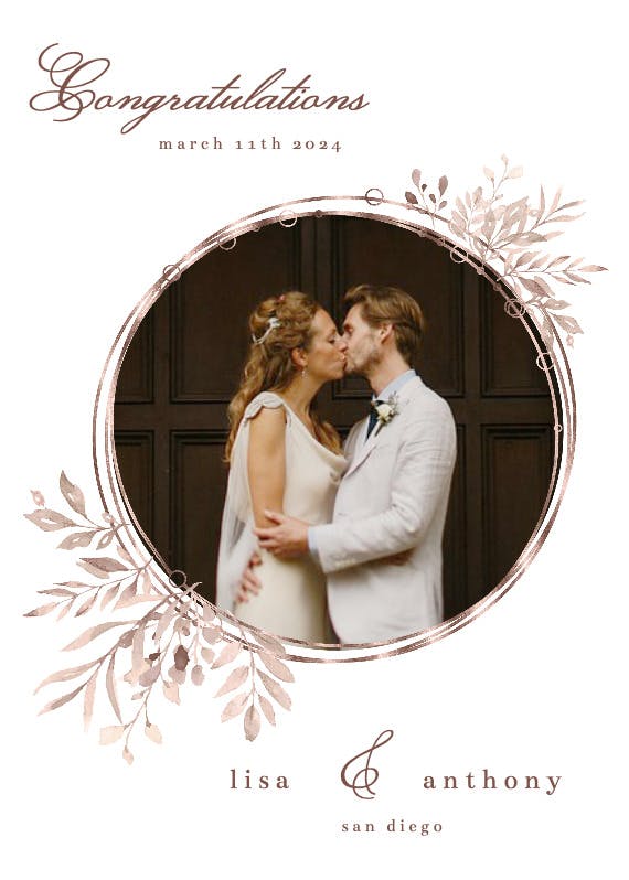 Rose gold geometric floral frames -  tarjeta de boda