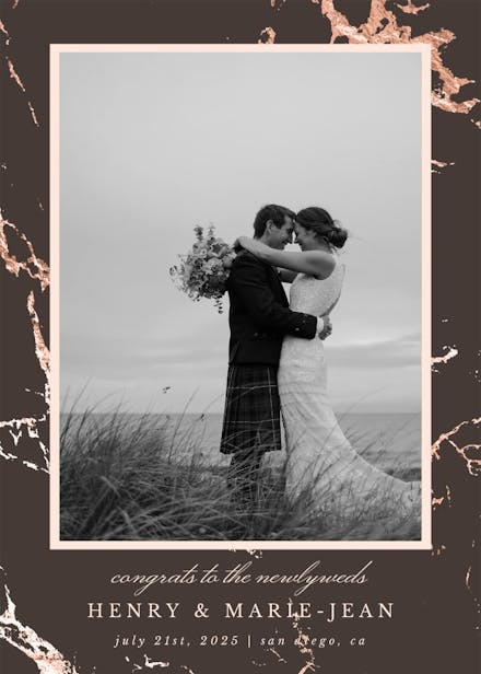Rose gold marble - wedding congratulations card