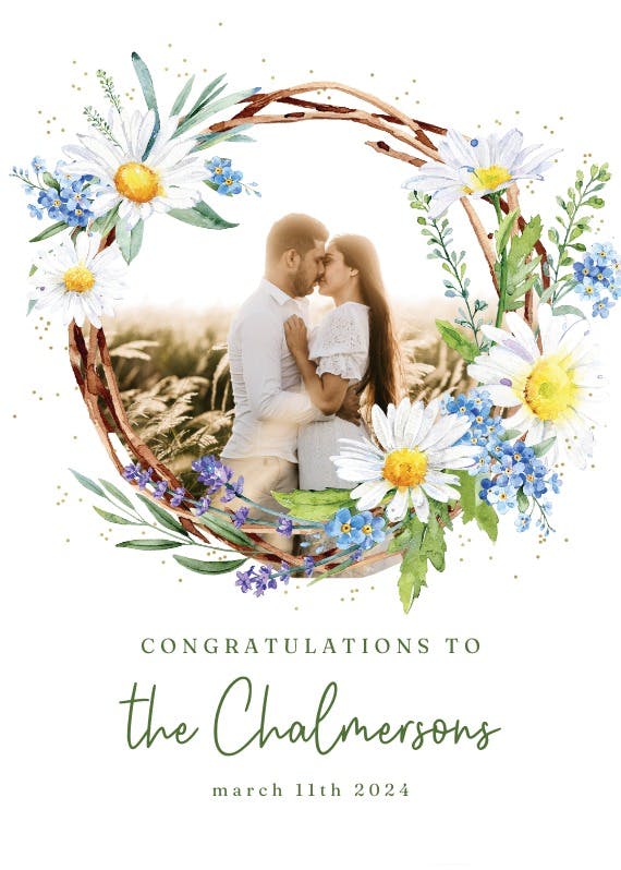 Rustic daisies -  free wedding congratulations card
