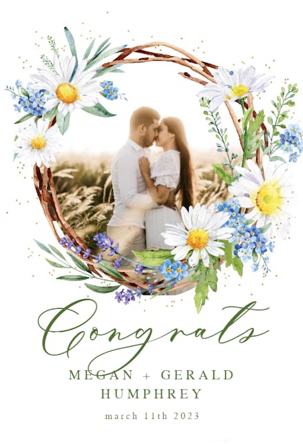 Rustic Daisies - Wedding Congratulations Card