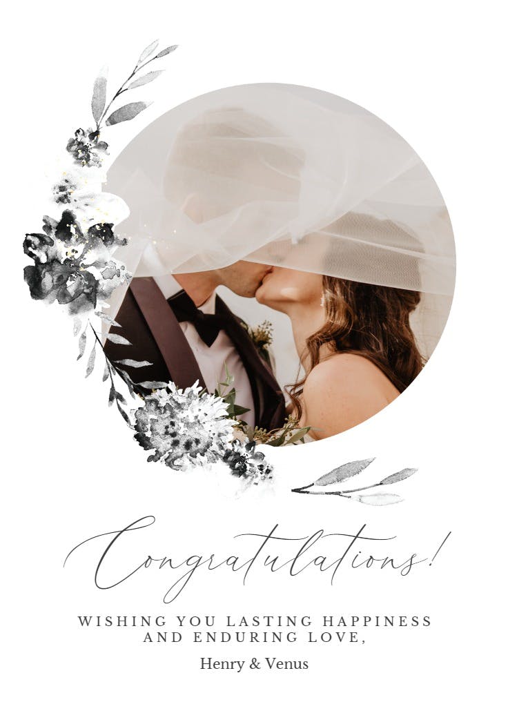 Rustic floral spray - wedding congratulations card