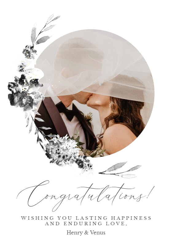 Rustic floral spray - wedding congratulations card