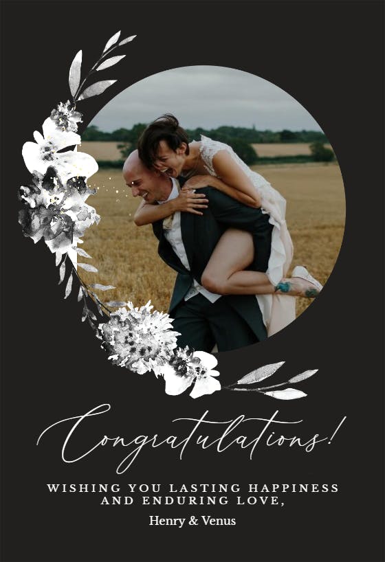 Rustic floral spray - wedding congratulations card