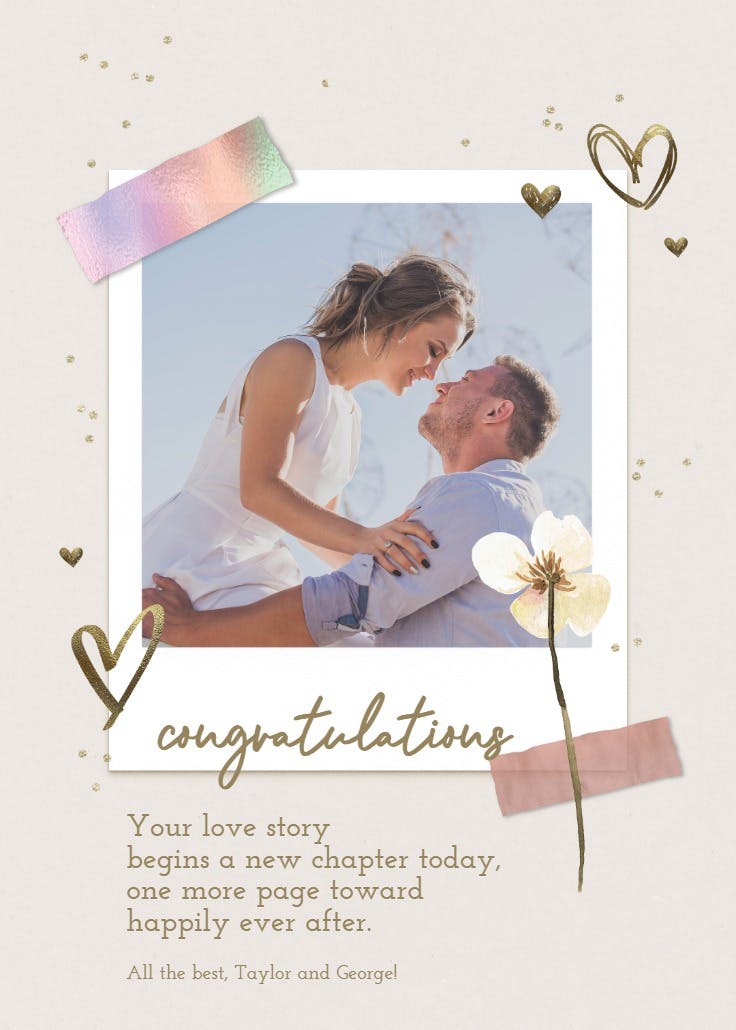Scrapbook story - wedding congratulations card
