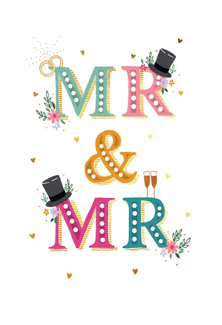Serif Mr & Mr - Wedding Congratulations Card