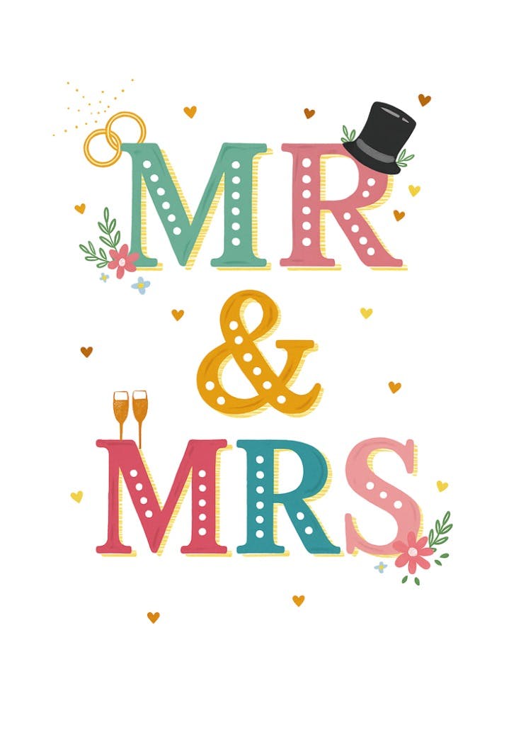 Serif mr & mr - wedding congratulations card