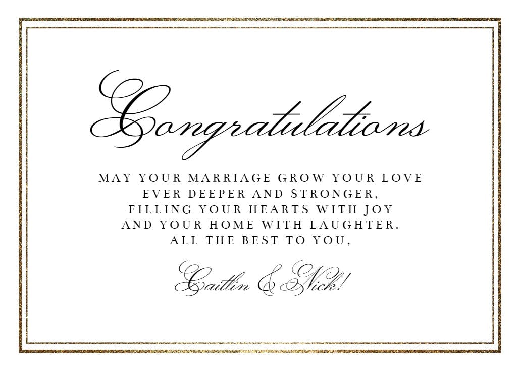 Simple salutation - wedding congratulations card