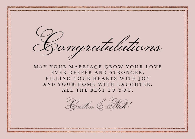 Simple salutation - wedding congratulations card