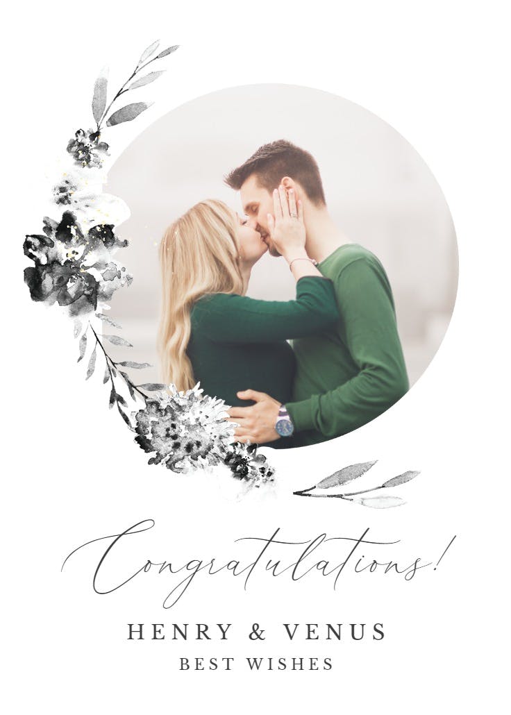 Smokey flowers - wedding congratulations card