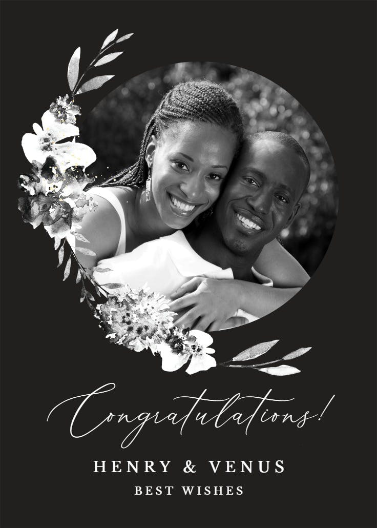 Smokey flowers - wedding congratulations card