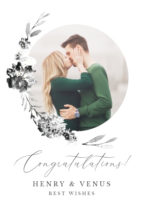 Smokey flowers -  free wedding congratulations card